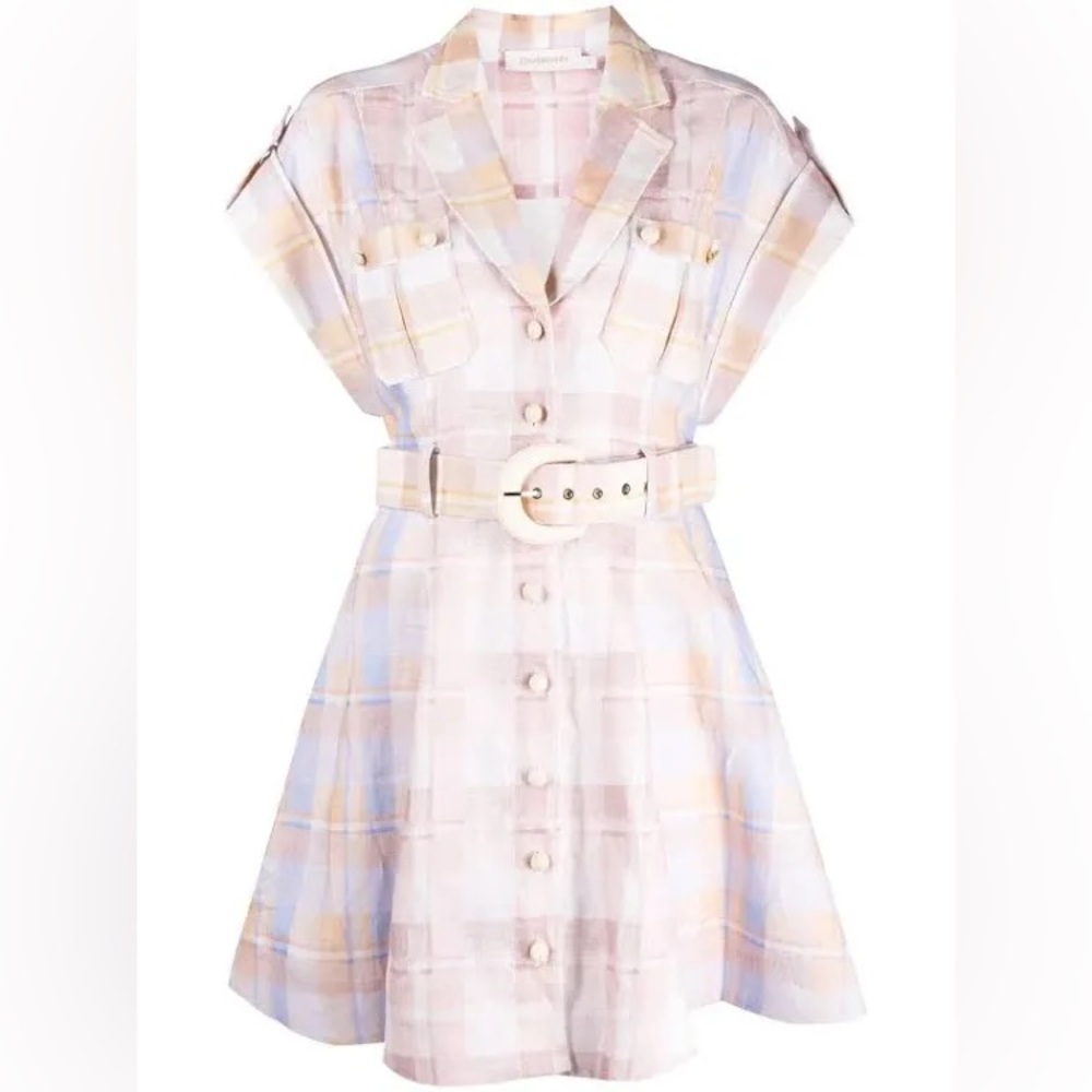 Zimmermann Dancer Checked Mini Shirtdress